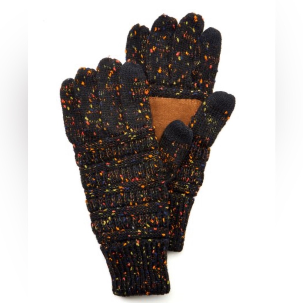 Black Marled Knit Gloves